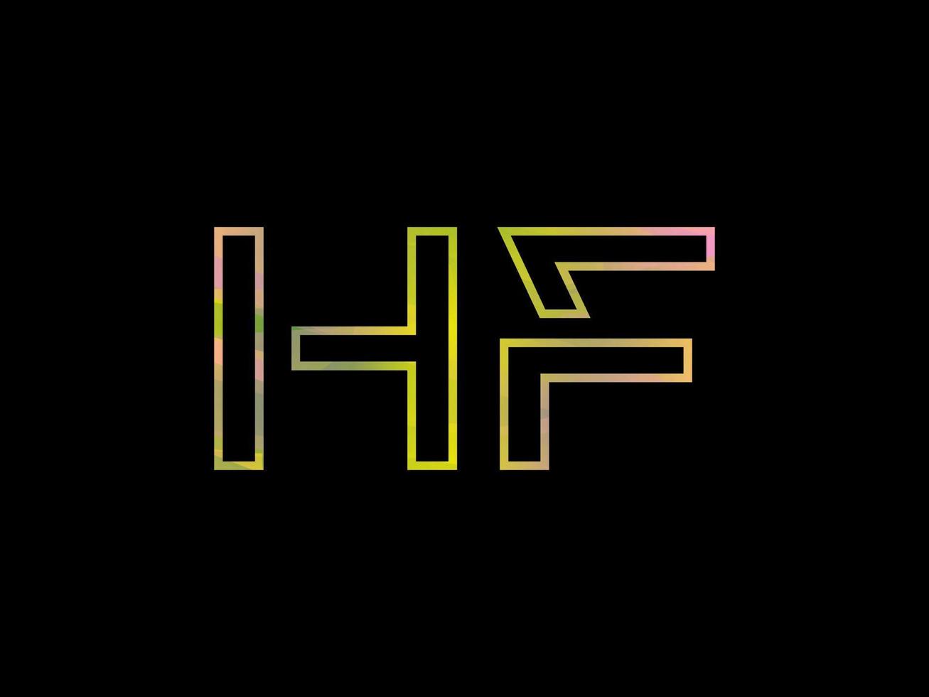 logotipo da letra hf com vetor de textura de arco-íris colorido. vetor profissional