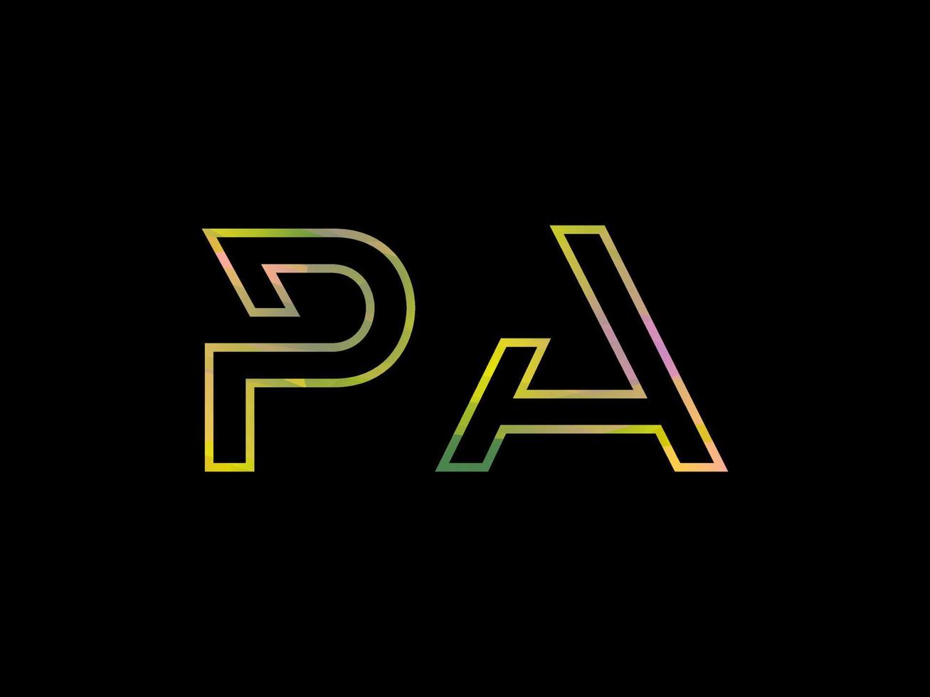 logotipo da carta pa com vetor de textura de arco-íris colorido. vetor profissional.