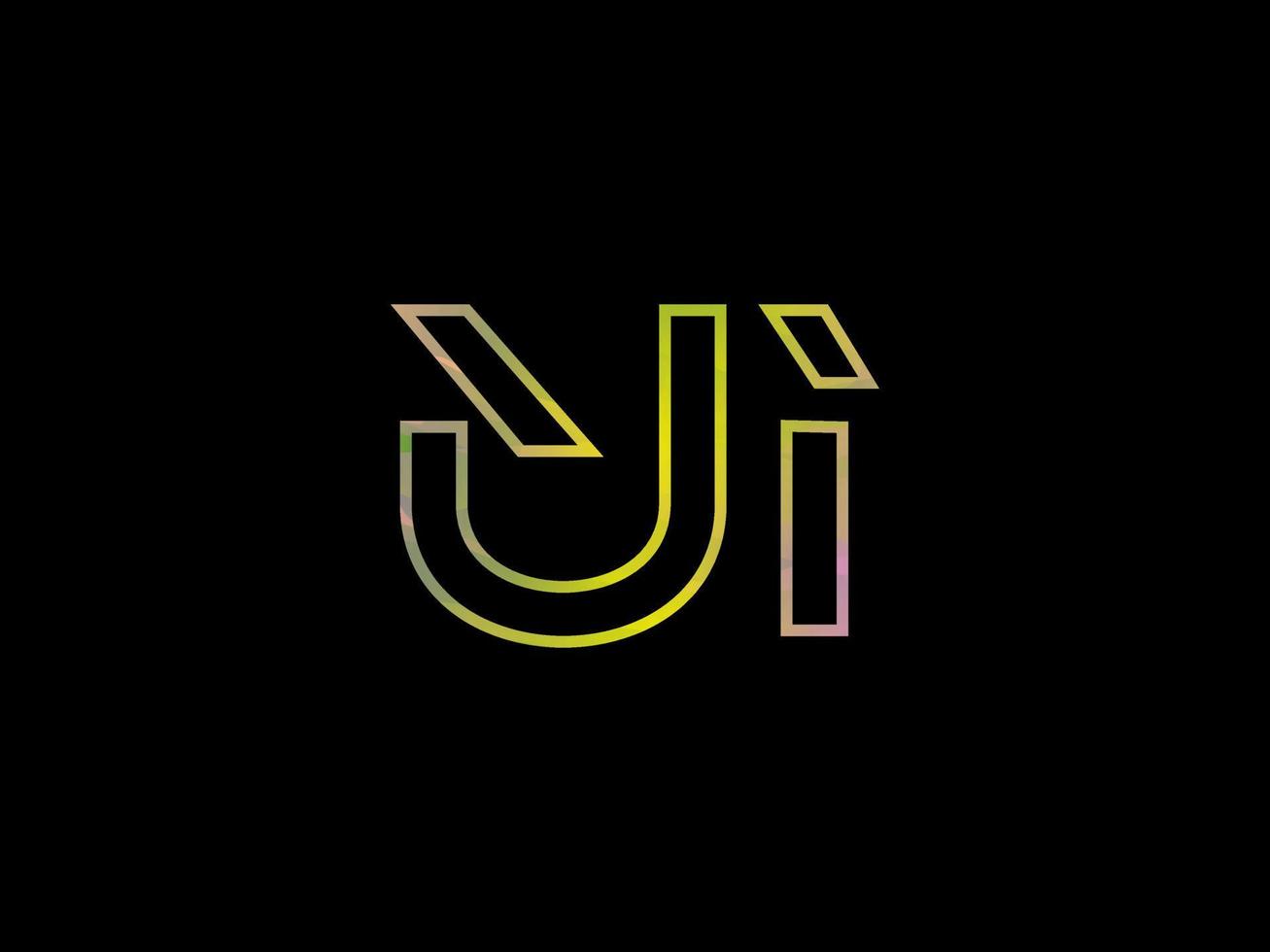 logotipo da letra da interface do usuário com vetor de textura de arco-íris colorido. vetor profissional.
