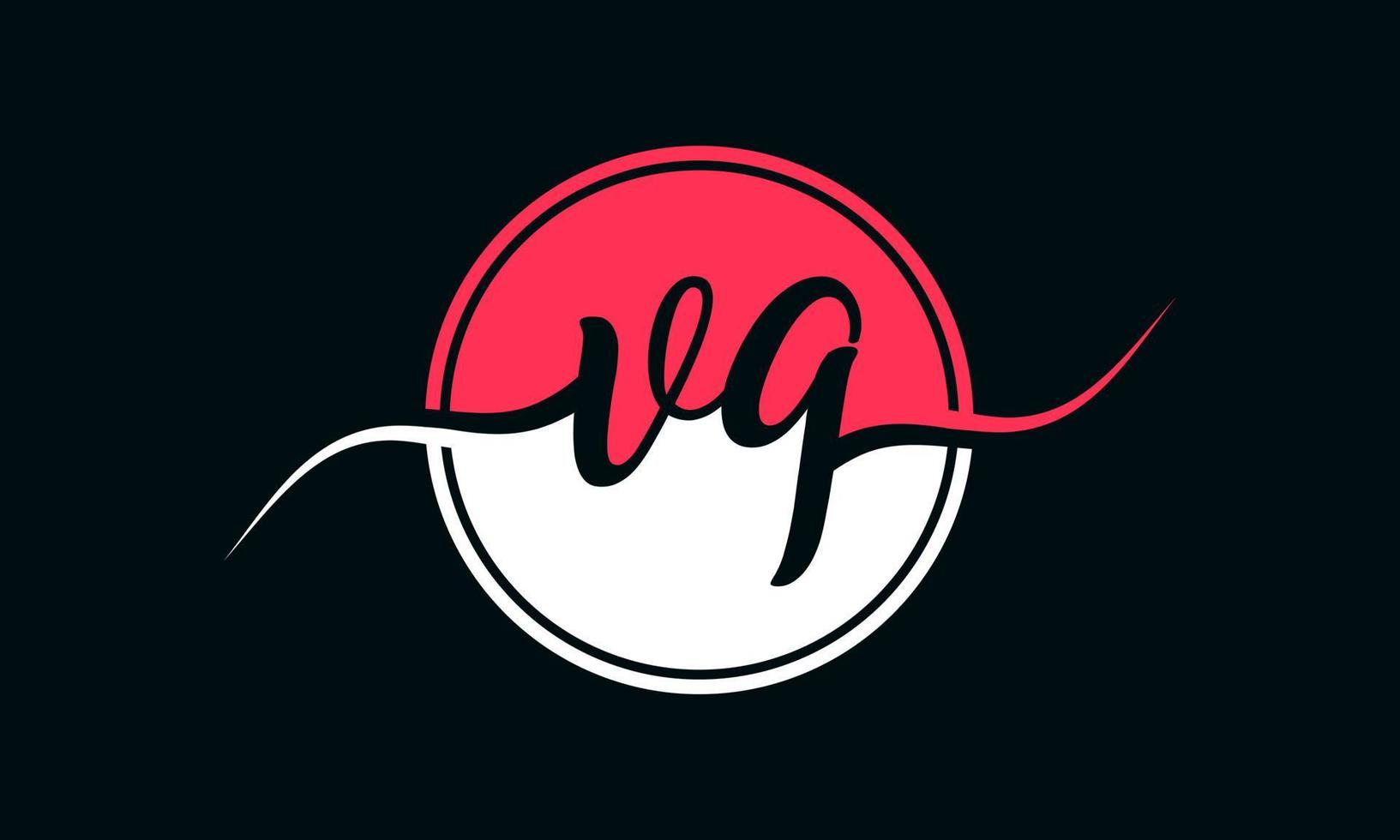 logotipo inicial da letra vq com círculo interno na cor branca e rosa. vetor profissional.