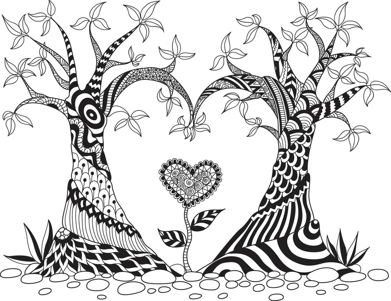 ilustração vetorial de um ornamento de amor em cores preto e branco vetor