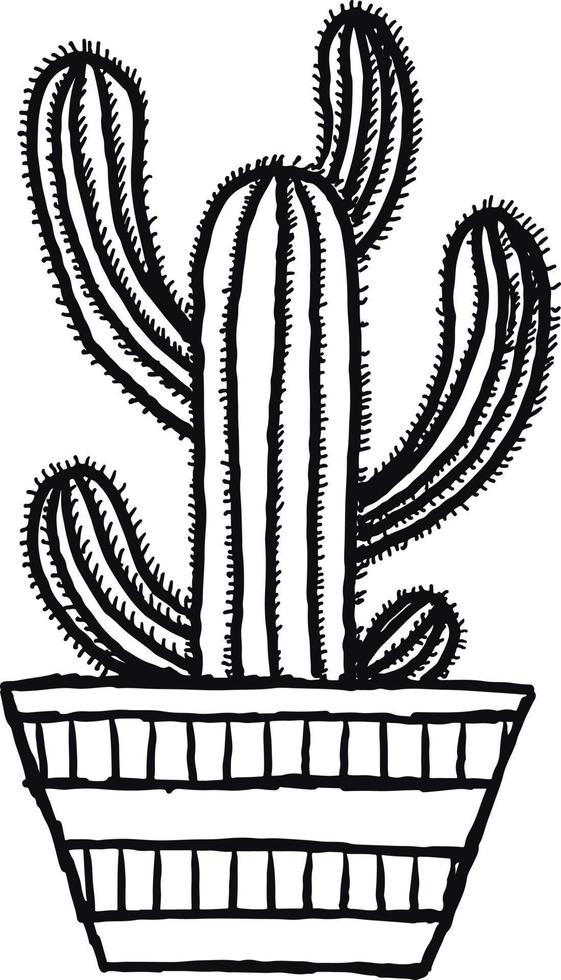 ilustração vetorial de ornamento de planta de cacto em cores preto e branco vetor