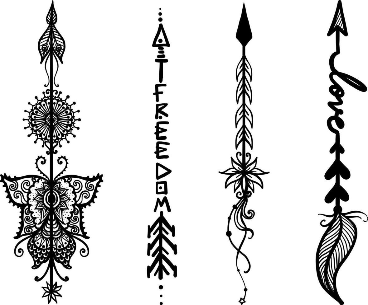 ilustração vetorial de ornamento de seta em cores preto e branco vetor