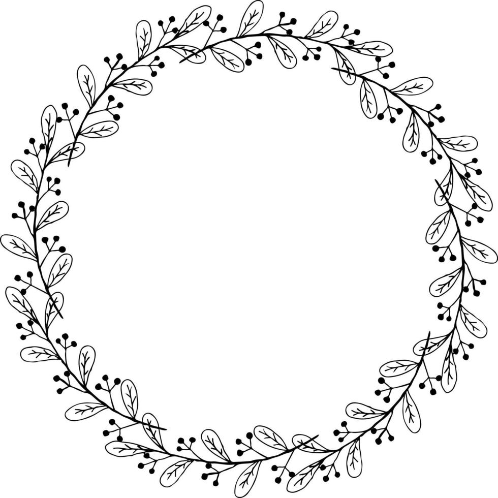 ilustração vetorial de ornamento de moldura floral circular em cores preto e branco vetor