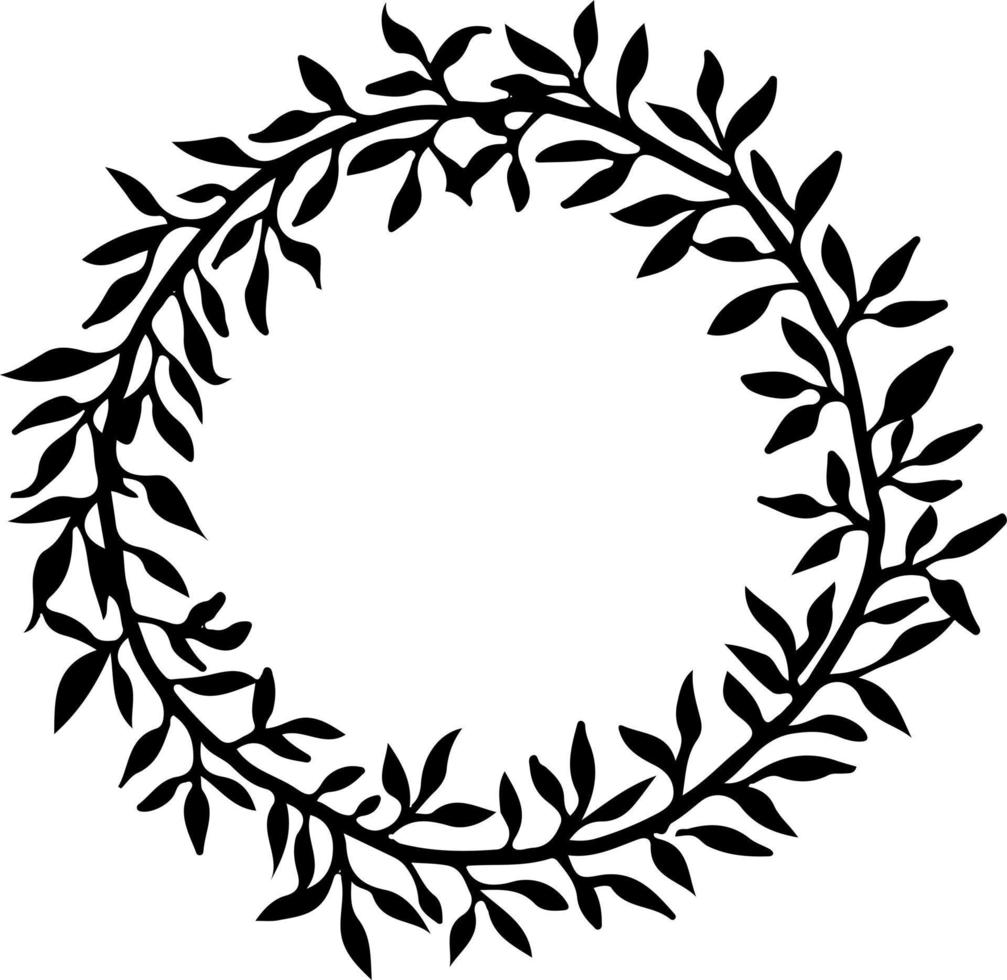 ilustração vetorial de ornamento de moldura floral circular em cores preto e branco vetor