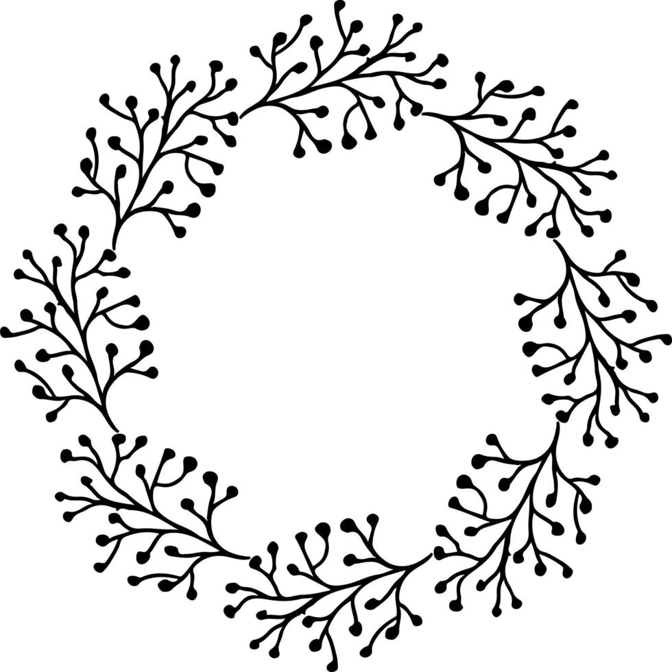 ilustração vetorial de ornamento de moldura floral circular em cores preto e branco vetor