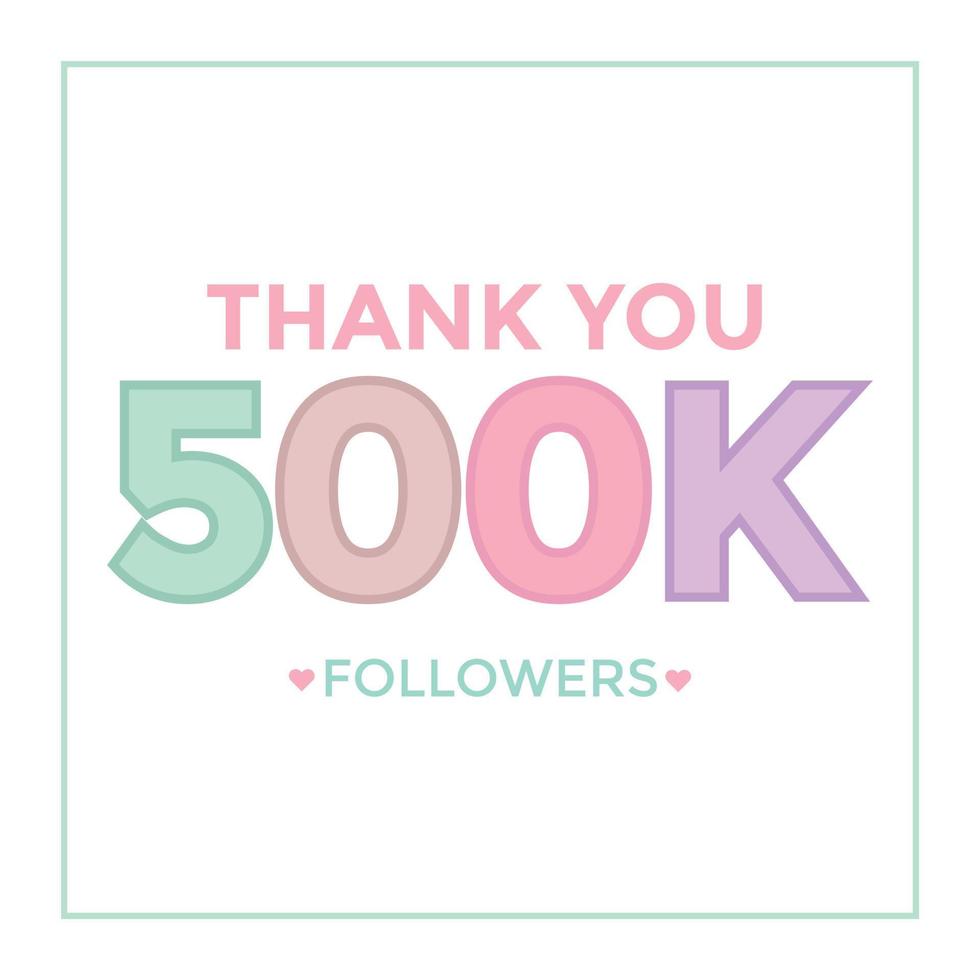 usuário obrigado comemora 500.000 inscritos e seguidores. 500 mil seguidores obrigado vetor