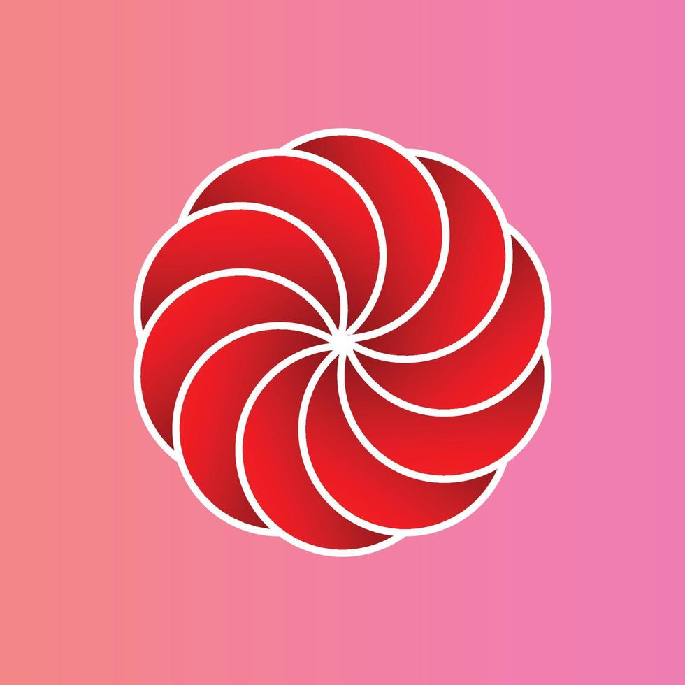 arte padrão circular. desenho de flor vermelha e branca. vetor