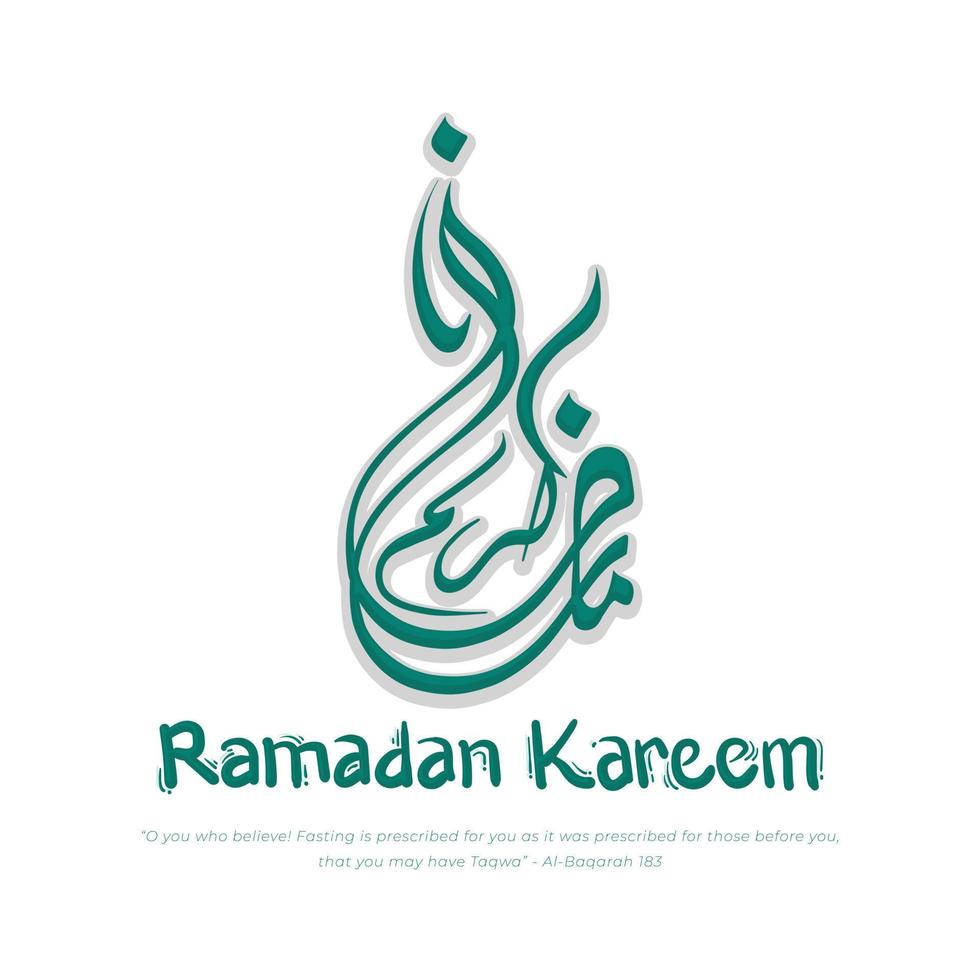 ramadan kareem em texto de caligrafia árabe com design de desenho animado para modelo de ramadã vetor