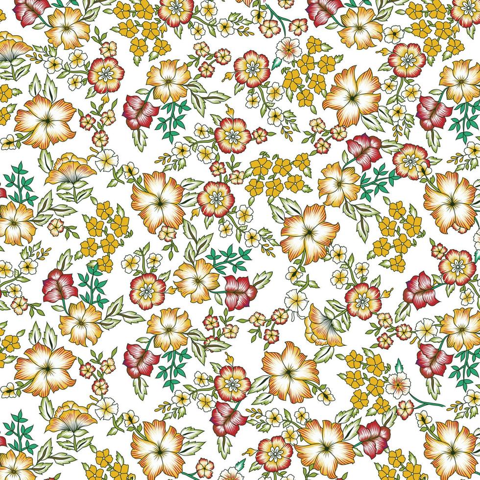 padrão floral sem emenda em vector.wild flores, folhas, galhos, doces repetem o design do padrão set.handmade. papel de parede, tecido ou design de papel de presente. vector illustration.print para roupa de cama.