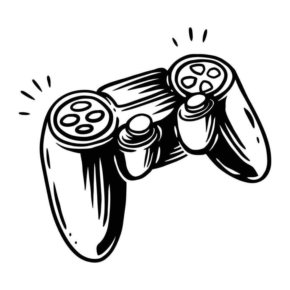controlador de varas de videogame ilustração desenhada à mão vetor