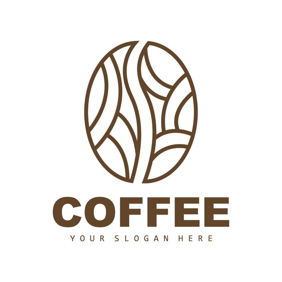 design de logotipo de bebida de feijão de café em ilustração vetorial de cor marrom vetor