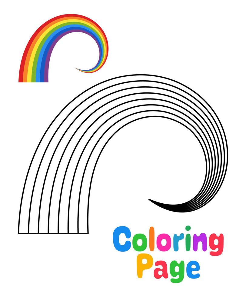 página para colorir com arco-íris para crianças vetor