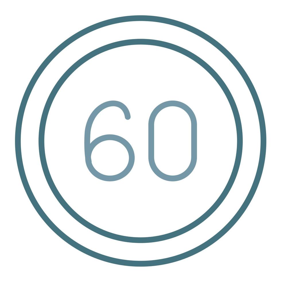 ícone de duas cores da linha de limite de velocidade 60 vetor