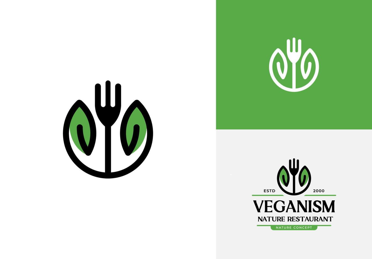 logotipo do restaurante vegetariano com estilo vintage moderno vetor