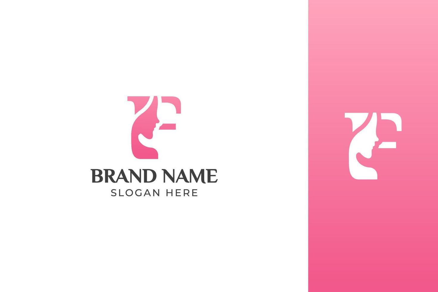 vetor de design de logotipo rosa de rosto de beleza de carta