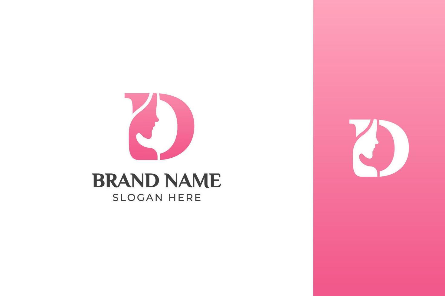 vetor de design de logotipo rosa de rosto de beleza de carta