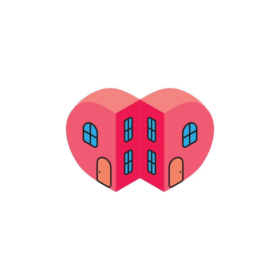 vetor de símbolo de design de apartamento residente em casa de coração de amor