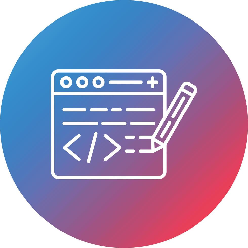 editar ícone de plano de fundo do círculo de gradiente de linha de código vetor