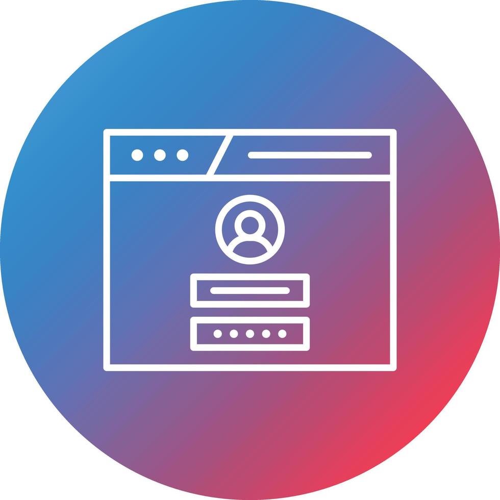ícone de plano de fundo do círculo gradiente da linha de login do navegador vetor