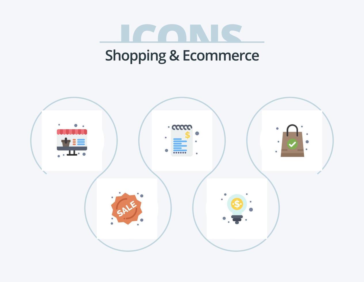 design de ícone plano de pacote de 5 ícones de compras e comércio eletrônico. Bolsa de compras. Bolsa. conectados. Shopping. Lista vetor