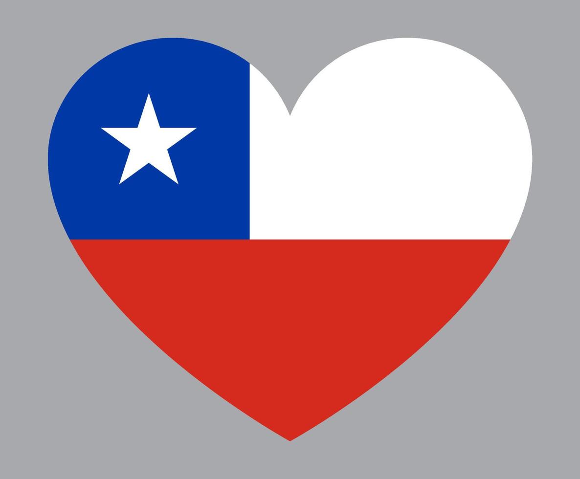 ilustração plana em forma de coração da bandeira do chile vetor
