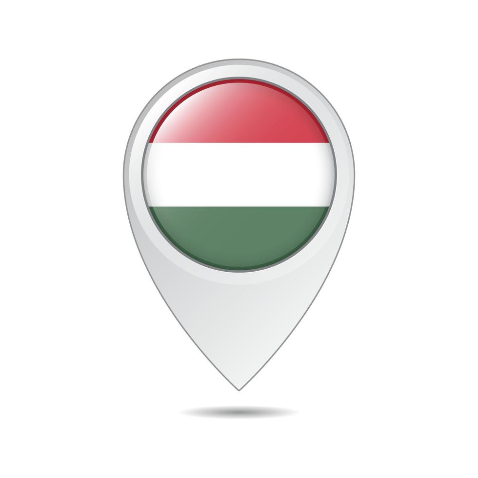 marca de localização do mapa da bandeira da Hungria vetor