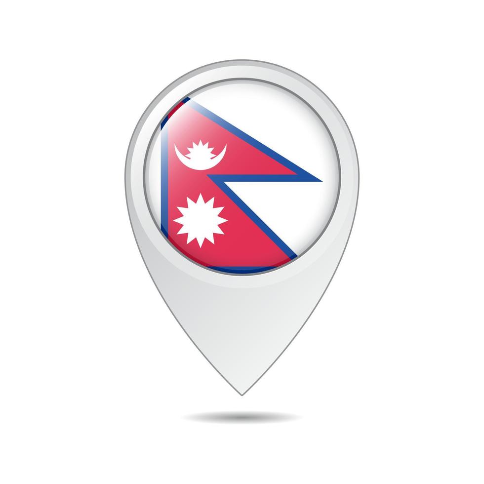 marca de localização do mapa da bandeira do nepal vetor