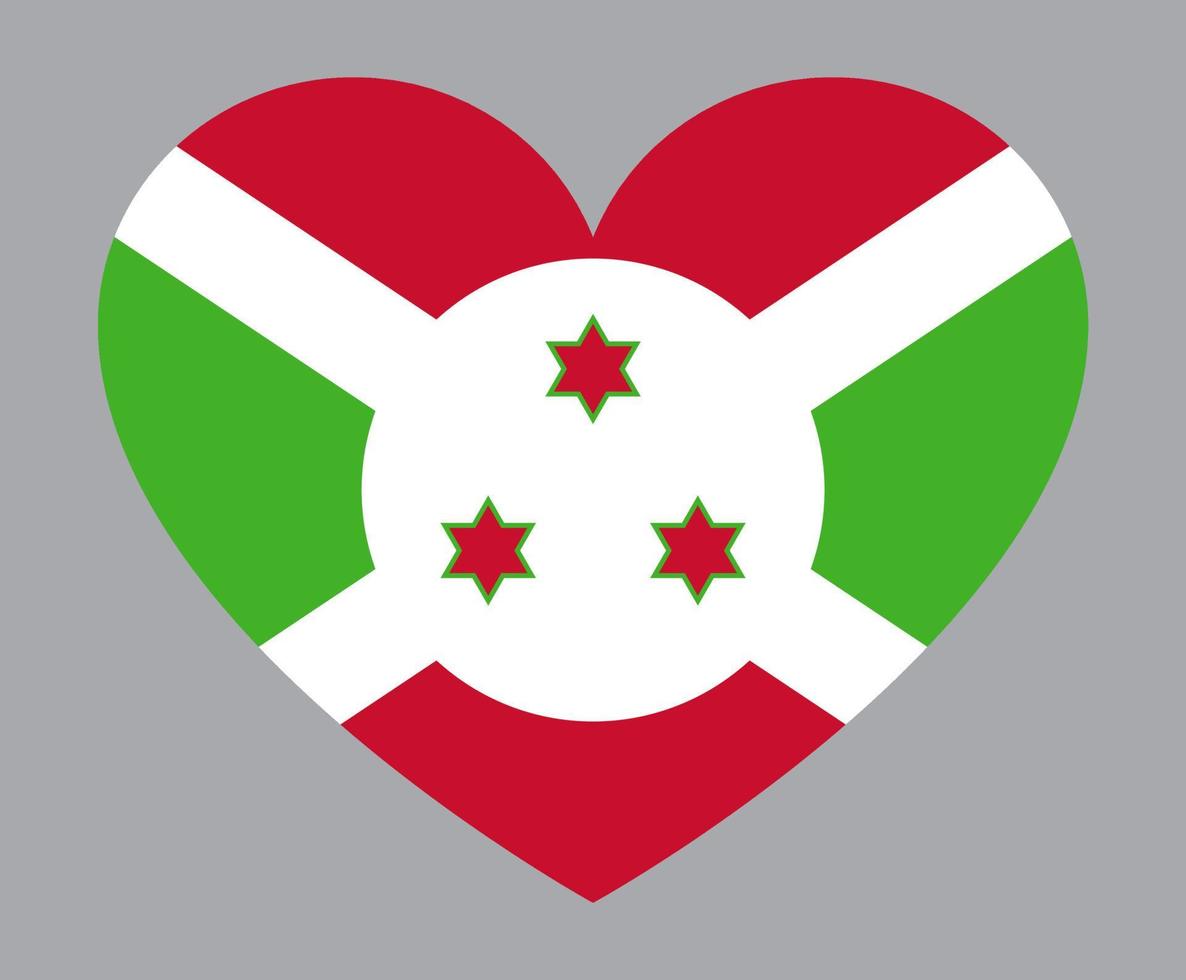 ilustração plana em forma de coração da bandeira do burundi vetor