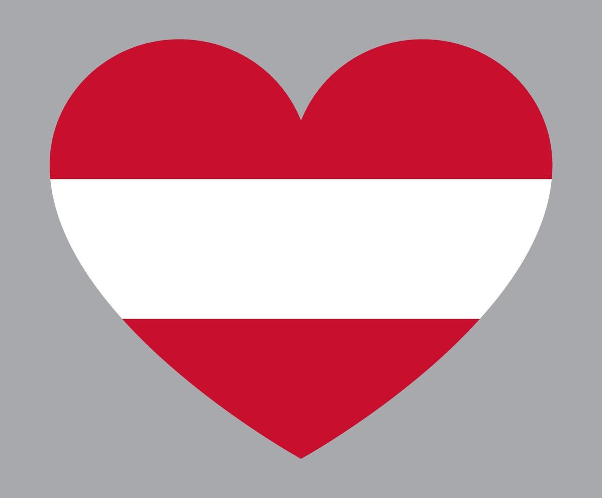ilustração plana em forma de coração da bandeira da áustria vetor