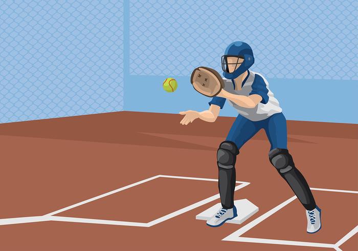 softball catcher illustration vector grátis