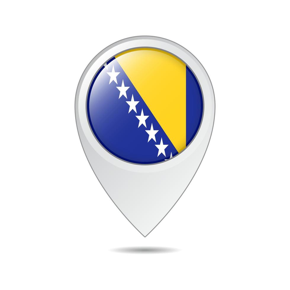 marca de localização do mapa da bandeira da bósnia e herzegovina vetor