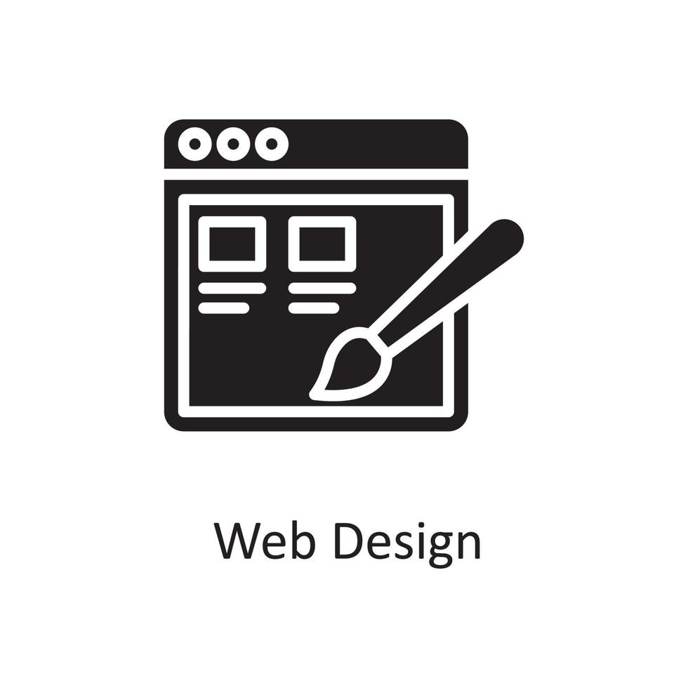 web design vector sólido ícone design ilustração. símbolo de design e desenvolvimento no arquivo eps 10 de fundo branco