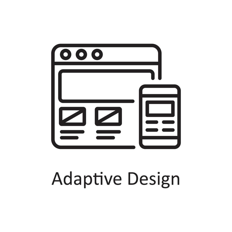 ilustração de design de ícone de contorno de vetor de design adaptativo. símbolo de design e desenvolvimento no arquivo eps 10 de fundo branco