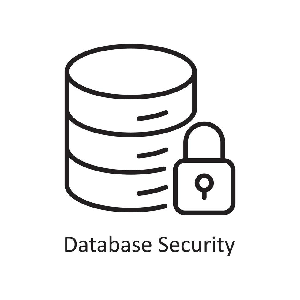ilustração do projeto do ícone do contorno do vetor de segurança do banco de dados. símbolo de gerenciamento de negócios e dados no arquivo eps 10 de fundo branco