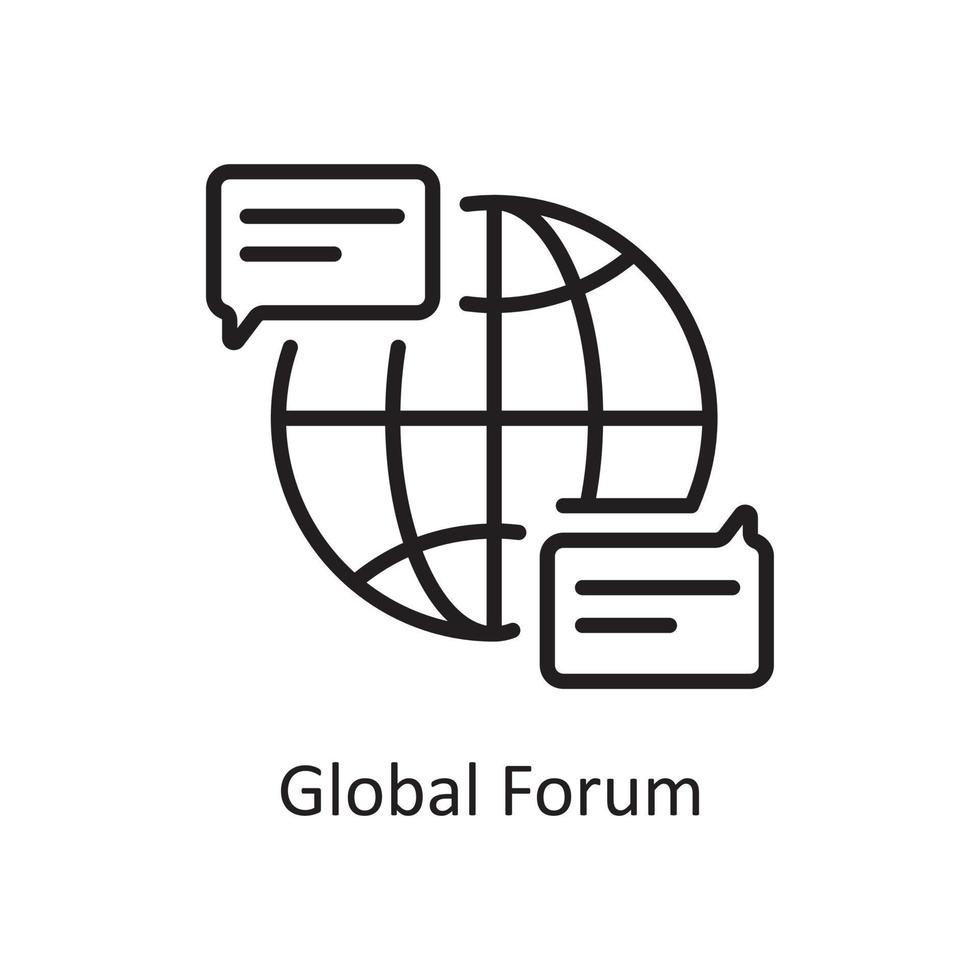 ilustração global do projeto do ícone do esboço do vetor do fórum. símbolo de gerenciamento de negócios e dados no arquivo eps 10 de fundo branco