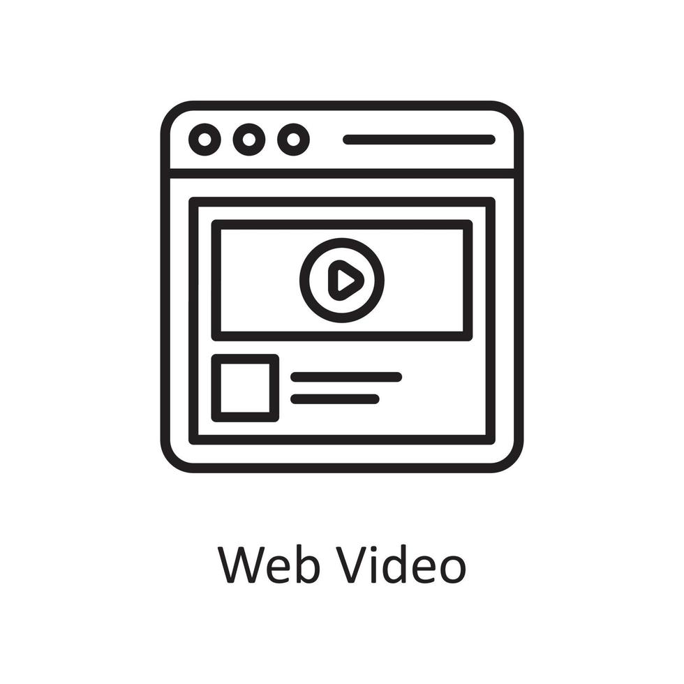 web video vector contorno ícone design ilustração. símbolo de design e desenvolvimento no arquivo eps 10 de fundo branco