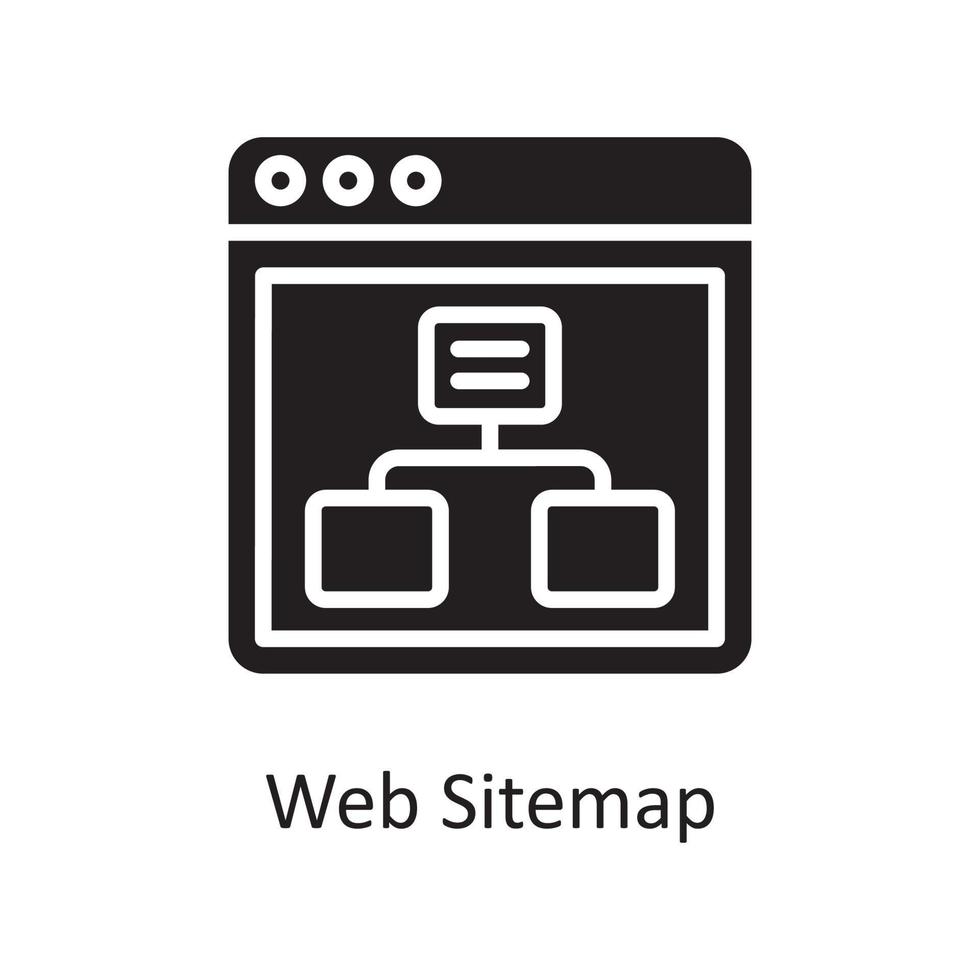 web sitemap vetor sólido ícone design ilustração. símbolo de design e desenvolvimento no arquivo eps 10 de fundo branco