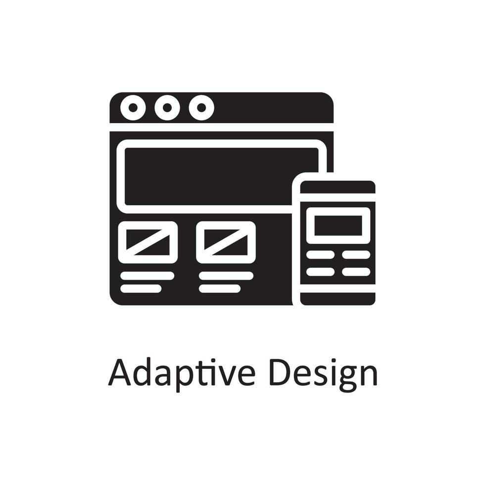 ilustração de design de ícone sólido de vetor de design adaptativo. símbolo de design e desenvolvimento no arquivo eps 10 de fundo branco