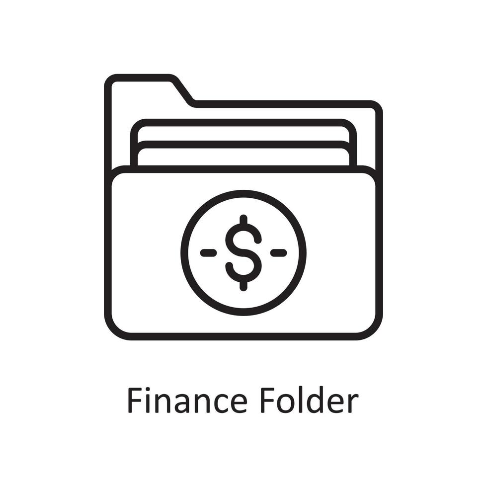 ilustração de design de ícone de contorno de vetor de pasta de finanças. símbolo de gerenciamento de negócios e dados no arquivo eps 10 de fundo branco