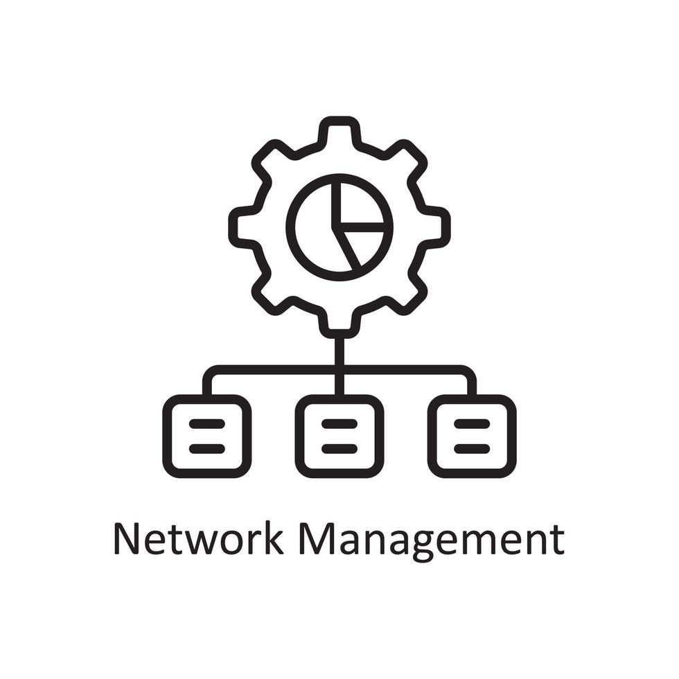 ilustração de design de ícone de contorno de vetor de gerenciamento de rede. símbolo de gerenciamento de negócios e dados no arquivo eps 10 de fundo branco