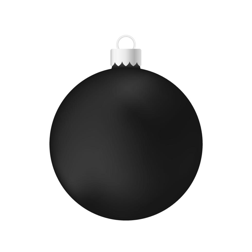 brinquedo de árvore de natal preto ou bola volumétrica e ilustração colorida realista vetor