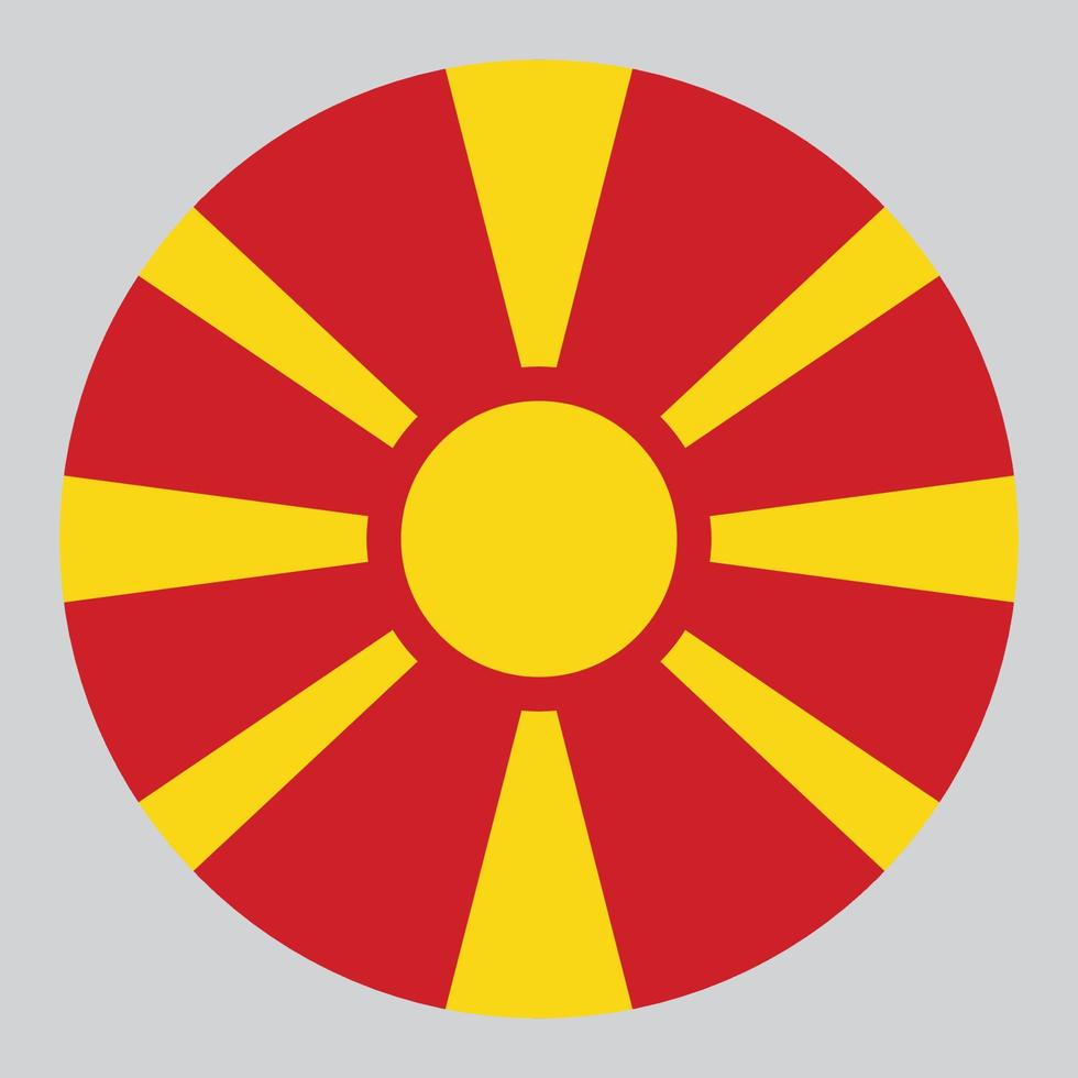 ilustração em forma de círculo plano da bandeira da macedônia do norte vetor