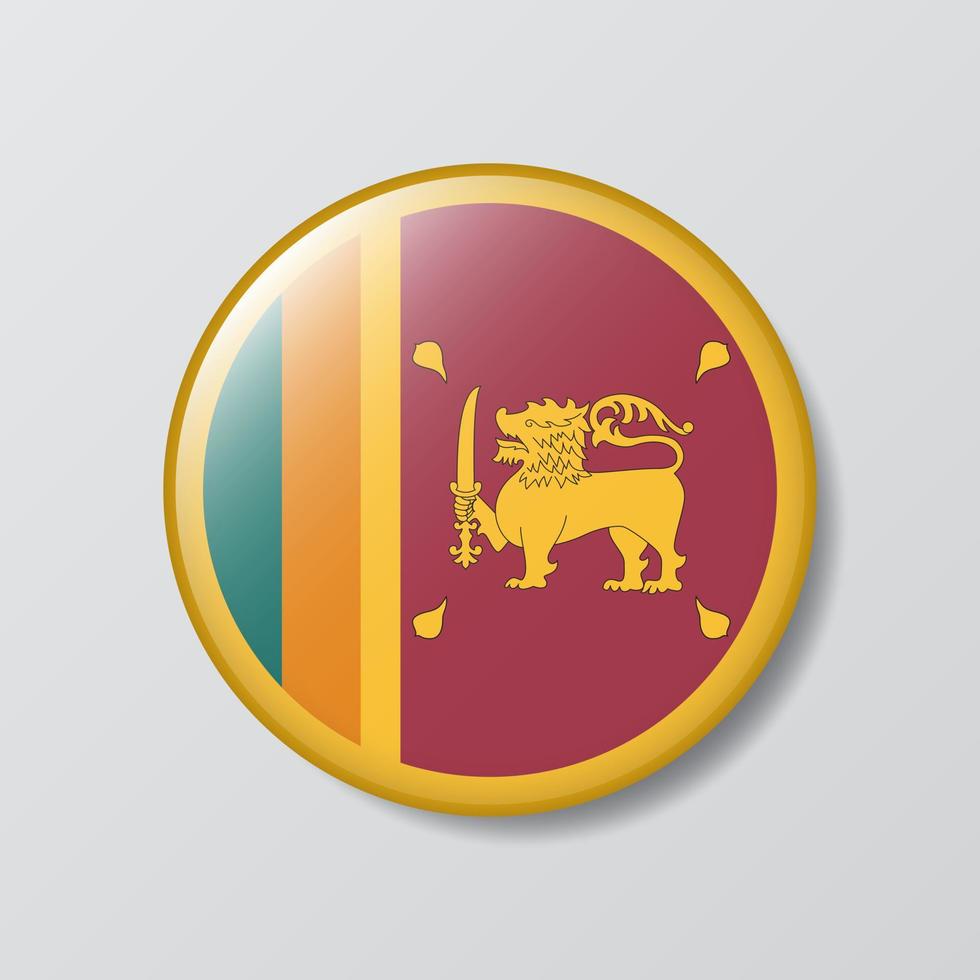 ilustração em forma de círculo de botão brilhante da bandeira do sri lanka vetor