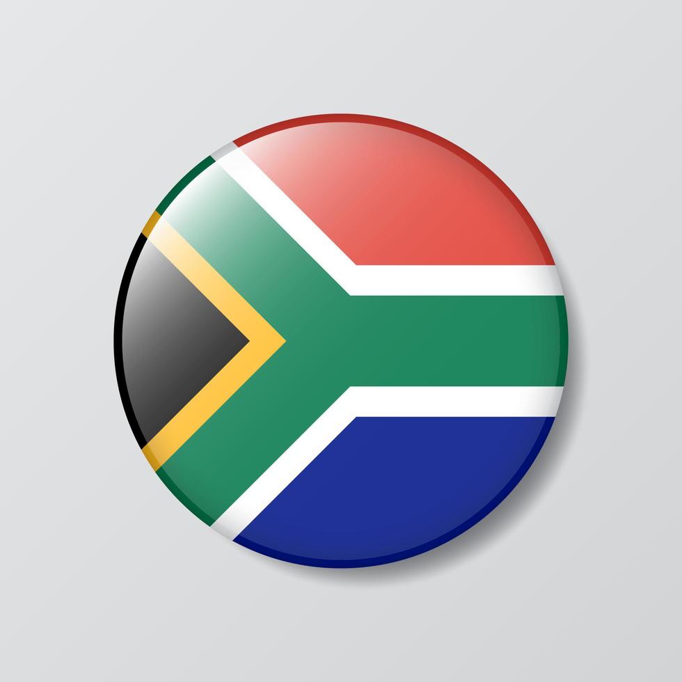 ilustração em forma de círculo de botão brilhante da bandeira da áfrica do sul vetor