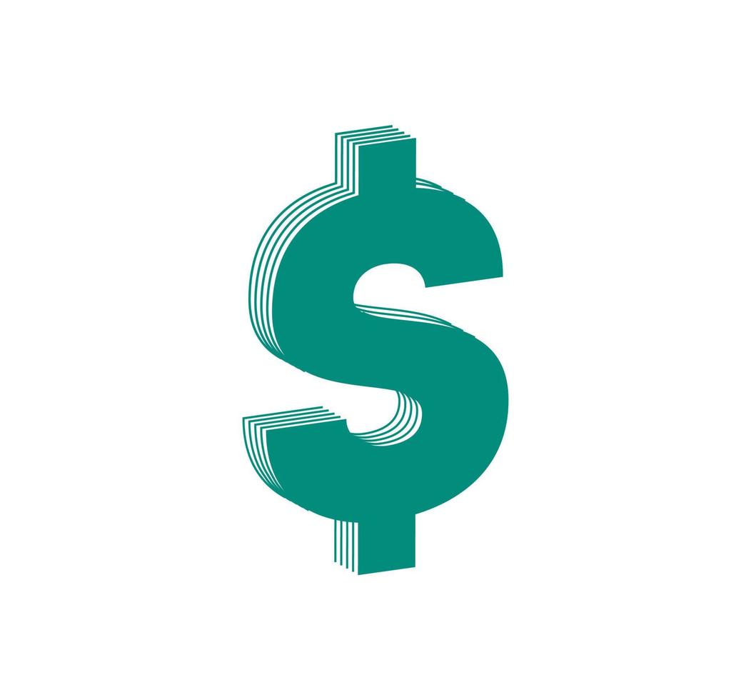 O dinheiro do dólar 3d assina o logotipo moderno. design de ícone de dinheiro em forma de listras de linha. logotipo, identidade corporativa, aplicativo, pôster criativo e muito mais. vetor