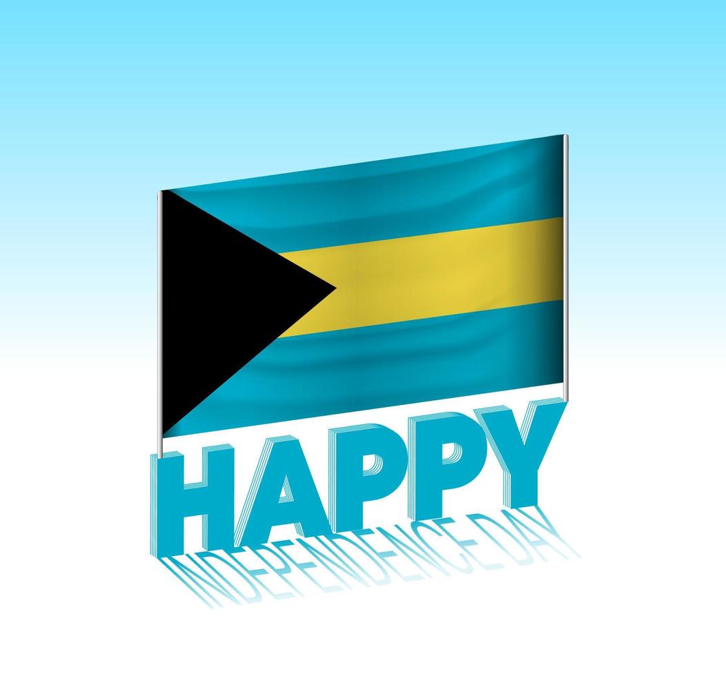 o dia da independência das bahamas. simples a bandeira das bahamas e o outdoor no céu. Modelo de letras 3D. mensagem de design de dia especial pronta. vetor