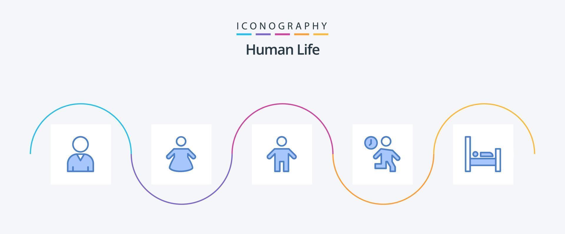 pacote de ícones azul humano 5, incluindo . pessoas. relógio. hotel. Tempo vetor