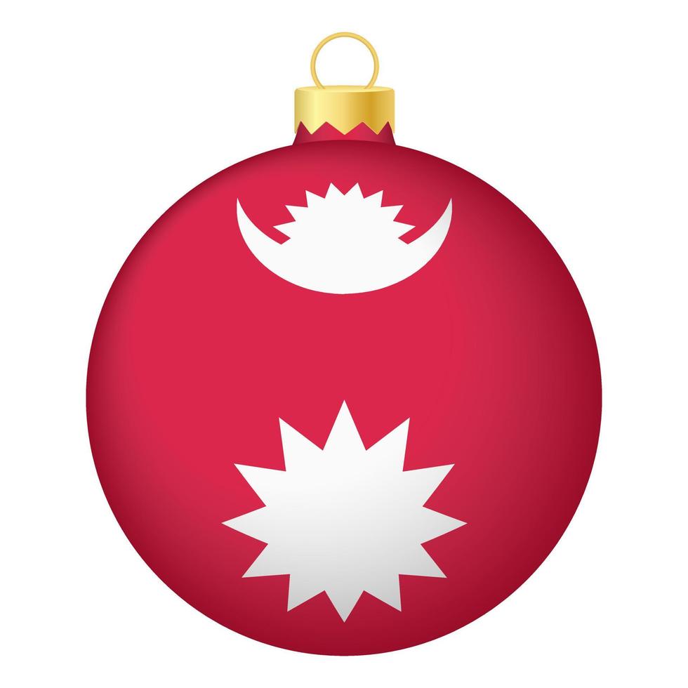 bola de árvore de natal com bandeira do nepal. ícone para o feriado de natal vetor