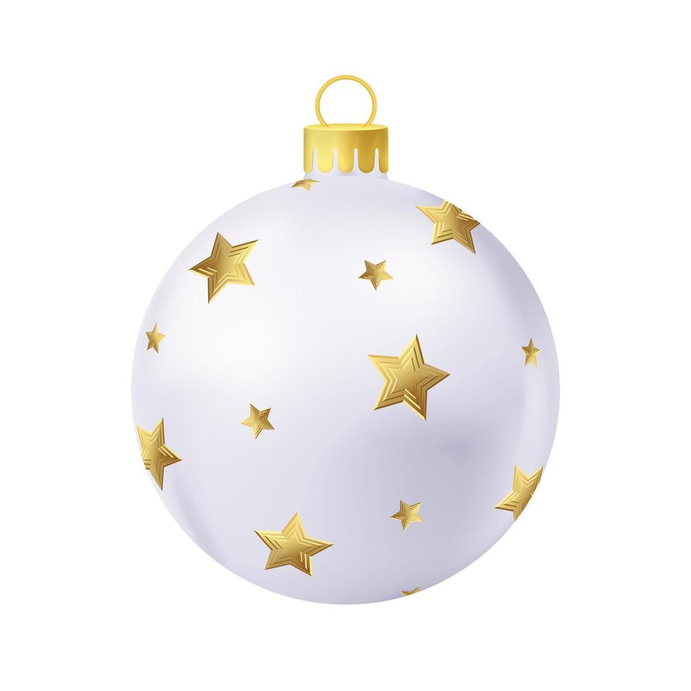 bola de árvore de natal cinza com estrela dourada vetor